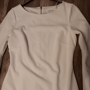 Calvin Klein Elegant White Bell Sleeve Dress Size 6